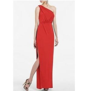 BCBG RED BERRY SNEJANA ONE SHOULDER GOWN